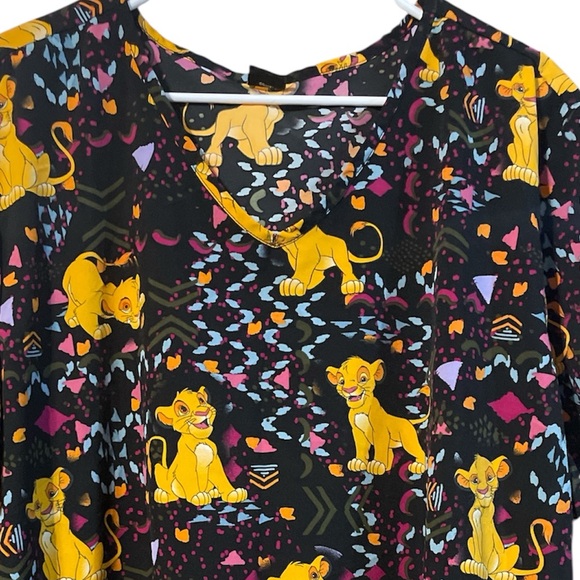 Disney Tops - Disney Lion King Simba Print Short Sleeve Scrub Top